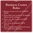 Business Center Rules Sign