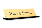 Brass nameplates are suitable for a desk and connate permanence.