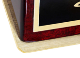 Brass nameplate is the perfect complement to this wood base.